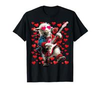 Ovejas Tocando Guitarrista Animales Corazones Día de Camiseta