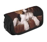 Ovely Pet Dog Beagle - Estuche organizador de gran capacidad para bolígrafos con 3 compartimentos, papelería de oficina, bolsas grandes con cremallera, bolsa de tela para bolígrafos para adultos