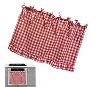 Oven Door Curtain, Embroidered Stove Cover, Ruffled Trim Kitchen Decor with Ribbon Ties for Farmhouse Apartment Cafe Range Dishwasher Home, Decorative Oven Door Protector for Stylish Kitchen Display