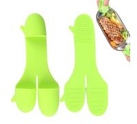 Oven Gloves - Anti-Slip Kitchen Gadgets, Heat Resistant Mitts, Three-Finger Silicone Grip, High Temperature Protection, Home & Kitchen Tools, Extra Long Cuff Red For Baking