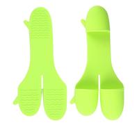 Oven Gloves Fingers - Anti Slip Gadgets, Silicone Kitchen Mitt | Heat Resistant Cooking Grilling BBQ Accessory, Three Finger Pot Holder Microwave Restaurant Mitt with Breathable Fabric Lining