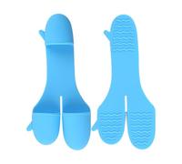 Oven Gloves - Three Finger Silicone Mitts for Safe Handling | Food Grade Silicone with Anti Slip Texture and Soft Lining, Heat Protection Cooking Gloves for Baking Grilling BBQ Kitchen Outdoor Use