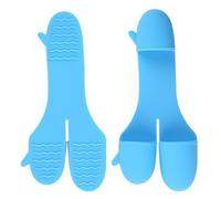 Oven Mitts, Silicone Cooking Gear, Three-Finger Pot Holder, Nonslip Textured, Waterproof Flexible Material, Kitchen & Dining, Durable Thick Shield For Grilling BBQ