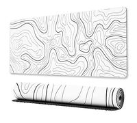 Ovenbird Alfombrilla de mouse grande para juegos con bordes cosidos, alfombrilla de escritorio minimalista de mapa topográfico, alfombrilla de mouse XL extendida con base antideslizante, alfombrilla