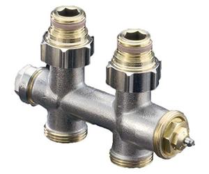 Oventrop 1184083 Multiblock T-Grifo con Dos Tubos (conexión Central, Rosca Interior, 1/2", 50 mm), Acero Inoxidable