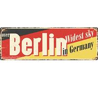 OVER BERLIN WIDEST SKY IN GERMANY Cartel de metal Cartel de la vendimia Decoración creativa de la pared del hogar Jardín Bar Cafe Club 4" x 16"