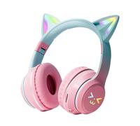 Over Ear Headset - Folding Playing Headphones, Cute LED Light Up Cat Ear Earphone, Child Friendly Design | Wireless Glowing Headgear, Laptop PC Radio Card Type C Rechargeable Music Audio Playback