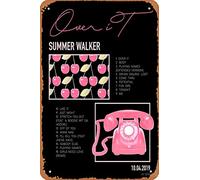 Over It Summer Walker - Póster retro de metal vintage de 12 x 8 pulgadas, decoración de pared para el hogar, bar, hombre, cueva