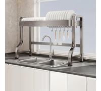 Over-Sink Dish Drainer Rack - 2-Tier Gunmetal Gray, Adjustable 3 Positions, Large Capacity For 33In Kitchen Space Saver, Sturdy Stylish Dish Drying Solution,5549 Gun Gray Single La