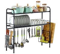 Over Sink Dish Drying Rack,Kitchen Dish Drainer,With Ten Movable Hooks,Adjustable Position,Large Capacity,Kitchen Countertop Saving Space,Used For Storing Kitchen Supplies And Props, LJJY-KK, a, 8