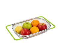 Over Sink Strainer, Extendable Basket Handle, Silicone Food Holder with Smart Style, Kitchen Gear for Daily Wash, Drain Mate, Over Sink Strainer for Pasta Fruits Berries Tomatoes Grapes Dishes Bowls
