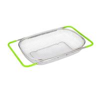 Over Sink Strainer - Stainless Steel Fine Mesh Food Holder | Extendable Silicone Handle Over The Sink Strainer Basket For Pasta Fruits Berries Tomatoes Grapes Dishes Bowls Plates