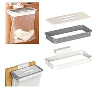 Over The Cabinet Door Garbage Holder Wastebaskets Trash Rack Cupboard Storage Hanger Waste Bins Basket Hanging Trash Can Rubbish Rack Portable Hanging Organiser Trash Bag Holder with Lid
