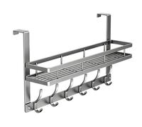 Over The Door Hanger - Rack de puerta con Basket and Hooks | Heavy Duty Carbon Steel Hanger | Rust-Proof Coating, Space-Saving Design, Easy Installation, Multipurpose Storage Solution for Clothes Ba