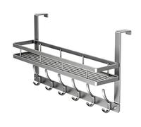 Over The Door Organizer - Door Hanging Storage Rack, Heavy Duty Carbon Steel Basket System, Multi Hook Utility Frame | Towel Clothes Bag Key Robe Coat Holder for Bathroom Kitchen Bedroom Entryway