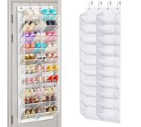 Over The Door Shoe Organizer,Clear Pockets Hanging Shoe Storage For Closet | For 20-30 Pairs,Clear Pockets Hanging Shoe Storage For Closet(Blanco)