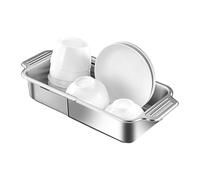 Over The Sink Colander - Kitchen Draining Rack for Food Washing | Stainless Steel Frame with Fine Mesh Net, Expandable Mesh Strainer Basket, Vegetable Pasta Utensil Drainer for Home Cooking