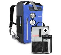 Overboard Mochila impermeable azul de 30 litros | Bolsa seca flotante enrollable para kayak, playa, canotaje, senderismo, pesca, rafting | Incluye funda impermeable para teléfono y organizador de