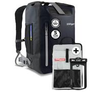 Overboard Mochila impermeable negra de 45 litros | Bolsa seca flotante con parte superior enrollable para kayak, playa, canotaje, senderismo, pesca, rafting | Incluye funda impermeable para teléfono y