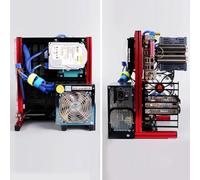 Overclocking Vertical de Marco de Aluminio Abierto Overclocking para Entusiastas y Jugadores Bricolaje, Caso Placa Base ATX MATX/ITX (Rojo)