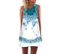 Overdose 2019 Vestido MáS Popular Vintage Boho Mujeres Verano Sin Mangas Beach Impreso Corto Mini Vestido