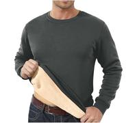 OverDose Boutique Men's Spring Autumn Winter Round Neck Sweater Simple Style Tops Trendy Loose Plus Velvet Thickened Long Sleeve Hoodless Sweater Ganso Hombre (Dark Gray, L)