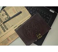 OVERDOSE Diario De Cuero Marrón Celta Con Candado En C De Latón - Hecho A Mano Para Hombres Y Mujeres | Cuaderno De Bocetos| Cuaderno Diario - 5 X 7 Pulgadas | 12 X 17 Cm | A6