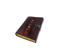 OVERDOSE Seven Stone Diario De Cuero Vintage Hecho A Mano Papel De Borde De Doble Bloqueo, Libro De Hechizos En Blanco De Sombras Diario Grimoire - 7 X 10 Pulgadas | 17 X 25 Cm | A4