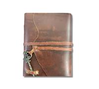 OVERDOSE Vintage Meraf Diario De Cuero Con Llave - Antiguo Hecho A Mano Deckle Edge Vintage Paper Leather Bound Journal | Sketchbook - Diario De Dibujo - 5"x7" Pulgadas | 12x17cm | A6