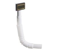 Overflow Hose, Sink Drain Pipe, Bathroom Discharge Tube, Flexible Extendable Design, Leak-Proof Square Interface, Home Kitchen Indoor Use, 9-21 Inches Gold White 1 Piece