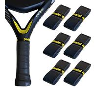 Overgrips para pádel, tenis o frontenis. Grip protector de empuñadura de pala de pádel o raqueta de tenis. Pack 6 overgrip color negro. Accesorios padel.