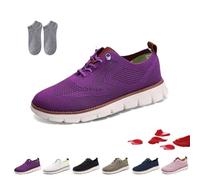 Overhil1s Breeze Shoes for Women, 2025 New Women Wearbreeze Sneakers, Urban - Ultra Comfortable Orthopedic Shoes Lightweight Breathable Mesh Oxfords Slip On Boat Shoe(Purple,37 EU)