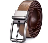 Overhil1s Cinturón Reversible de Cuero for Hombre Vestido de Golf Informal de 34 mm con Hebilla Enrollable, un Reverso for 2 Colores (Size : 120cm (Waist 105cm), Color : Khaki)