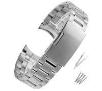 Overhil1s Correa de reloj de acero inoxidable, correa de Metal de liberación rápida con extremo plano/curvo, cadena de reloj de 20mm y 22mm(E silver,20mm)
