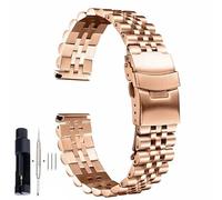 Overhil1s Correa de reloj de acero inoxidable de 18, 19, 20, 21, 22, 23, 24, 26, 28 y 30mm de ancho, cinturón Universal de cabeza plana de lujo de gran tamaño y calidad(Rose gold,30mm)