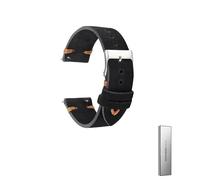 Overhil1s Correa de reloj de cuero genuino de ante Vintage, correa de reloj negra de liberación rápida, correas de 18mm, 20mm y 22mm for mujeres y hombres, accesorios de reloj(Black-Orange Line,24mm)