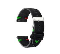 Overhil1s Correa de reloj de piel de ante, 18 mm, 20 mm, 22 mm, correas de reloj negras for hombres y mujeres, accesorios for correas de reloj(Black-Red Green Line,24mm)