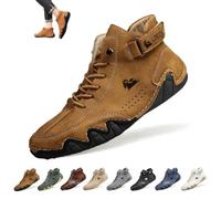 Overhil1s Men's Handmade Suede High Boots, Waterproof Lightweight Non-Slip Unisex Outdoor Breathable Beck Shoes for Hiking, Camping & Driving Barefoot ShoesBarefoot Shoes(Light Brown,45 EU)