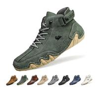 Overhil1s Men's Handmade Suede High Boots, Waterproof Lightweight Non-Slip Unisex Outdoor Breathable Beck Shoes for Hiking, Camping & Driving Barefoot ShoesBarefoot Shoes(Verde,42 EU)