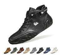 Overhil1s Men's Handmade Suede High Boots, Waterproof Lightweight Non-Slip Unisex Outdoor Breathable Beck Shoes for Hiking, Camping & Driving Barefoot ShoesBarefoot Shoes(Negro,42 EU)