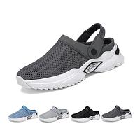 Overhil1s Mens Orthopedic Hollow out Summer Sandals, Breathable Non-Slip Lightweight Sandals, Summer Casual Home Outdoor Mesh Slippers Mens Beach Shoes (Color : Gris, Size : 45 EU)