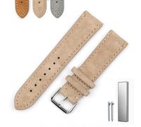Overhil1s Vintage Suede Watch Strap, 18mm 20mm 22mm 24mm Quick Release Suede Leather Watchband Men Wome Leather Replacement Strap (Color : Beige (with edge), Size : 24mm)