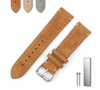 Overhil1s Vintage Suede Watch Strap, 18mm 20mm 22mm 24mm Quick Release Suede Leather Watchband Men Wome Leather Replacement Strap (Color : Brown (with edge), Size : 18mm)