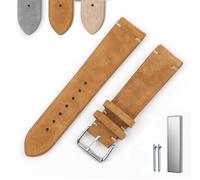 Overhil1s Vintage Suede Watch Strap, 18mm 20mm 22mm 24mm Quick Release Suede Leather Watchband Men Wome Leather Replacement Strap (Color : Brown (no Edge), Size : 20mm)