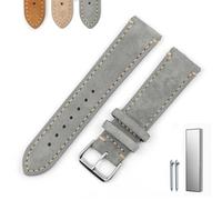 Overhil1s Vintage Suede Watch Strap, 18mm 20mm 22mm 24mm Quick Release Suede Leather Watchband Men Wome Leather Replacement Strap (Color : Gray (with edge), Size : 24mm)