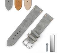 Overhil1s Vintage Suede Watch Strap, 18mm 20mm 22mm 24mm Quick Release Suede Leather Watchband Men Wome Leather Replacement Strap (Color : Gray (no edge), Size : 18mm)