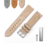 Overhil1s Vintage Suede Watch Strap, 18mm 20mm 22mm 24mm Quick Release Suede Leather Watchband Men Wome Leather Replacement Strap (Color : Beige (no edge), Size : 20mm)