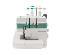 Overlock Serger - Máquina de coser de grado industrial de 3/4 hilos con alimentación diferencial, marco de metal, 1200 SPM, tensión y longitud de puntada ajustables, luz LED para tejidos, algodón