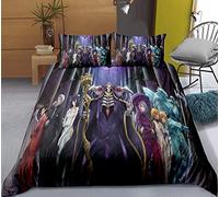 Overlord Ainz Ooal Gown Guardian of the Class Juegos de ropa de cama de anime Tela de poliéster impresa en 3D de dibujos animados 1 funda de edredón + 2 fundas de almohada (sin edredón)