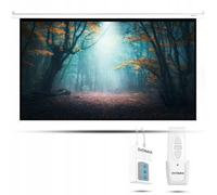 OVERMAX Pantalla de proyección suspendida automática 120 ", relación de Aspecto 16: 9, Dimensiones 266 x 149 cm, bobinado de Pantalla eléctrico automático, Longitud Ajustable, Carcasa de Metal